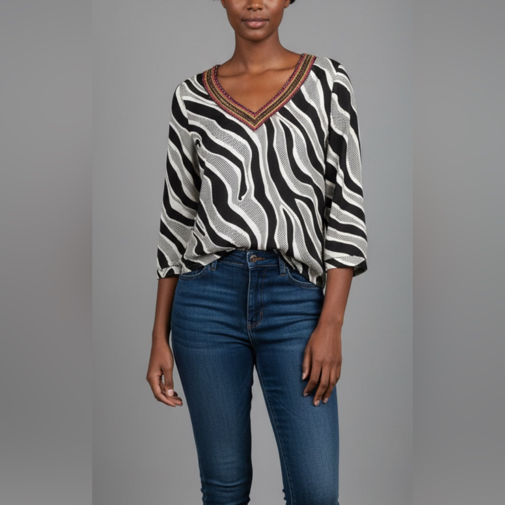 Moschino Zebra Printed Beaded Top